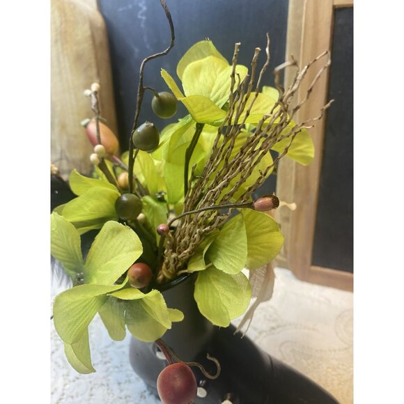 Vintage Metal High Top Womens Button Shoe Autumn Floral Arrangement - Picture 3 of 6